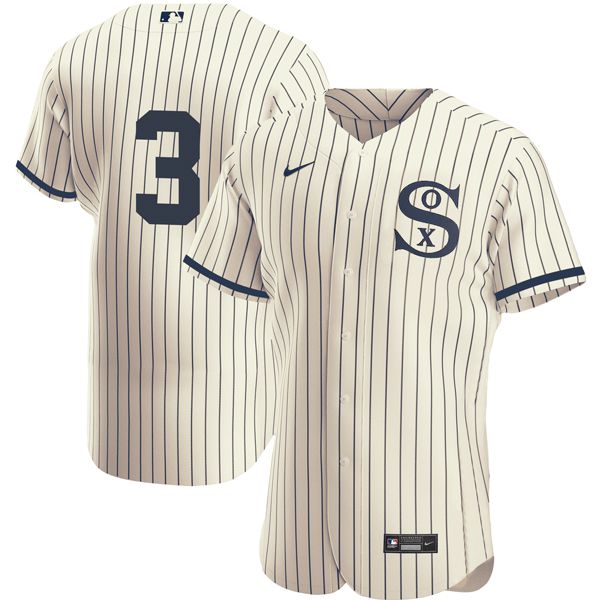 Men Chicago White Sox #3 No Name Cream stripe Dream version Elite Nike 2021 MLB Jersey